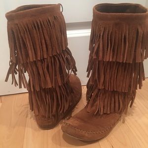 LC Lauren Conrad Fringed Midcalf Boots - Women 6.5